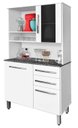 Ver imagem 1 de Armário Kit Cozinha Kongo Moderno com Vidro 3 Gavetas + 2 Portas Cor Branco Brilho / Tampo Marmoriza
