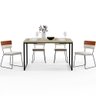 Mesa Rivera Nature 136cm Com 4 Cadeiras Allana F01 Faixa Couríssimo Camel Linho Cru - Lyam Decor - 1