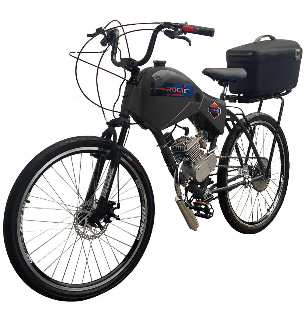Bicicleta Rocket PRETO Motorizada Beach Freio Disco/suspensão BAÚ CARGO - 3