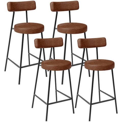 Kit 04 Banquetas Baixa para Cozinha Sala de Jantar Bar Bancada Milão L02 Couríssimo Marrom - lyam de