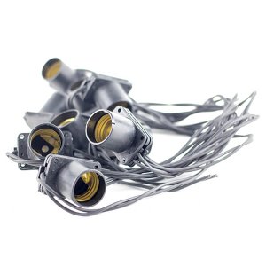 Varal de Lâmpadas - Cordão de Luz 10m + 20 Soquete E27 - Preto