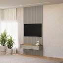 Ver imagem 1 de Painel Ripado Modular 141cm Ozero Mdp/mdf Nicho Arredondado Gris/tauari Fosco G77 - Gran Belo