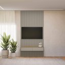 Ver imagem 5 de Painel Ripado Modular 141cm Ozero Mdp/mdf Nicho Arredondado Gris/tauari Fosco G77 - Gran Belo