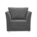 Ver imagem 4 de Kit 01 Poltrona Lisboa Decorativa + 01 Puff Redondo Decorativo Suede Grafite