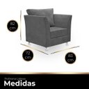 Ver imagem 5 de Kit 01 Poltrona Lisboa Decorativa + 01 Puff Redondo Decorativo Suede Grafite