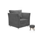 Ver imagem 1 de Kit 01 Poltrona Lisboa Decorativa + 01 Puff Redondo Decorativo Suede Grafite