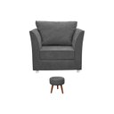 Ver imagem 2 de Kit 01 Poltrona Lisboa Decorativa + 01 Puff Redondo Decorativo Suede Grafite
