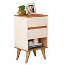 Ver imagem 3 de Kit 2 Mesas de Cabeceira, Criado Retrô Pés Palito Quarto Cantinho Decorado 2 Gavetas 1 Nicho Duda:of