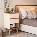 Ver imagem 2 de Kit 2 Mesas de Cabeceira, Criado Retrô Pés Palito Quarto Cantinho Decorado 2 Gavetas 1 Nicho Duda:of