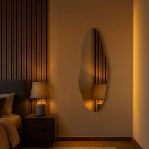 Espelho Orgânico 70x30 E05 Decoração Lapidado Design Moderno Luxo Closet Quarto Sala Banheiro