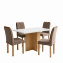 Ver imagem 2 de Conjunto Mesa de Jantar 4 Lugares Carol em MDF 120x80cm Cinamomo Off White