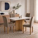 Ver imagem 1 de Conjunto Mesa de Jantar 4 Lugares Carol em MDF 120x80cm Cinamomo Off White