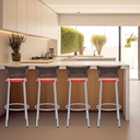 Ver imagem 6 de Kit 4 Bancos Alto Tamborete para Balcão Junco Argila Àrea de Lazer Ilha Bancada bar churrasqueira