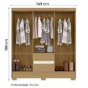 Ver imagem 3 de Guarda Roupa 6 Portas 2 Gavetas Coimbra Espaçoso - Atacama / Off White