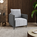 Ver imagem 1 de Poltrona Decorativa Braços em Corano Jady Linho Inox/Chumbo - Casa Giulia