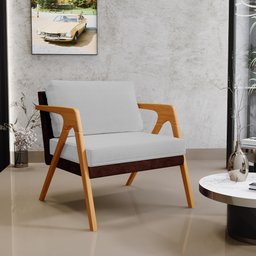 Poltrona Decorativa Para Sala De Estar Pietra L02 Couríssimo Marrom Linho Cinza - Lyam Decor - 2