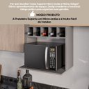 Ver imagem 3 de Armário Suporte Microondas Cozinha Madeira com Nicho Adega Bebidas Lisa Cinza