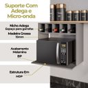 Ver imagem 4 de Armário Suporte Microondas Cozinha Madeira com Nicho Adega Bebidas Lisa Cinza