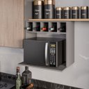 Ver imagem 2 de Armário Suporte Microondas Cozinha Madeira com Nicho Adega Bebidas Lisa Cinza