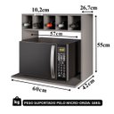 Ver imagem 7 de Armário Suporte Microondas Cozinha Madeira com Nicho Adega Bebidas Lisa Cinza