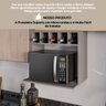 Armário Suporte Microondas Cozinha Madeira com Nicho Adega Bebidas Lisa Cinza - 3