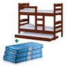 Beliche Madeira Maciça Com Cama Auxiliar Solteiro Robusta Nemargi Castanho Com 3 Colchões Gazin - 2