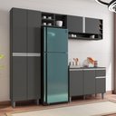 Ver imagem 2 de Cozinha Modulada Completa Vanessa 5 Peças 230cm Cinza Escuro - Abmaza