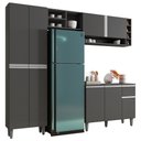Ver imagem 1 de Cozinha Modulada Completa Vanessa 5 Peças 230cm Cinza Escuro - Abmaza