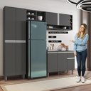Ver imagem 5 de Cozinha Modulada Completa Vanessa 5 Peças 230cm Cinza Escuro - Abmaza
