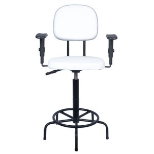 Cadeira de Caixa Alta Atendimento Portaria Balcao com Braco Pp Branca Corino