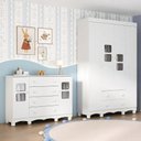 Ver imagem 3 de Quarto de Bebê Completo com Guarda-roupas 4 Portas e Cômoda Luna Multimóveis Mp4797 Branco