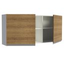 Ver imagem 7 de Armário Aéreo 150 Cm 2 Portas E 2 Nichos Branco/Rustic