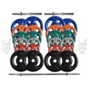 Ver imagem 1 de Kit Anilhas Emborrachadas 100 Kg + Barras com Presilhas