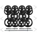 Ver imagem 1 de Kit com 60 Kg de Anilhas Ferro Fundido + Barras de Supino e Halteres