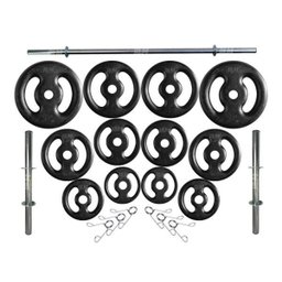 Kit Profissional 50 Kg de Anilhas + 2 Barras de 40cm + Barra de 160cm - 1