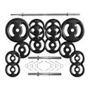 Ver imagem 1 de Kit Anilhas de Ferro 60 Kg + 2 Barras de 40cm + Barra de 150cm