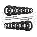 Ver imagem 1 de Kit com 50 Kg de Anilhas Ferro Fundido + Barras de Supino e Halteres