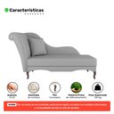Ver imagem 3 de Divã Recamier Chaise Longue Valentina Clássico com Pés de Madeira Linho Cinza - Abmaza