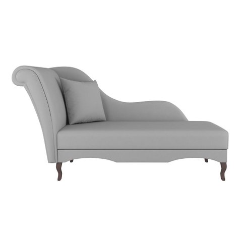 Divã Recamier Chaise Longue Valentina Clássico com Pés de Madeira Linho Cinza - Abmaza