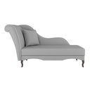 Ver imagem 1 de Divã Recamier Chaise Longue Valentina Clássico com Pés de Madeira Linho Cinza - Abmaza