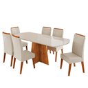 Ver imagem 2 de Conjunto Sala de Jantar 6 Lugares Tampo Barril de Vidro/MDF Selecto Yescasa Bege/Mel/Off White