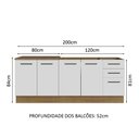 Ver imagem 4 de Kit com 2 Balcões de Cozinha Madesa Agata 3 Gavetas 4 Portas (Sem Tampo e Pia) Rustic/Branco