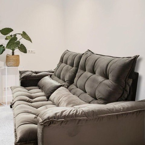 Sofá Retrátil e Reclinável Articulado Ipanema - 1,60m de Largura e Abertura Grande em Veludo Premium