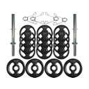 Ver imagem 1 de Kit com Barras de Halteres e Anilhas de Ferro - 22 Peças