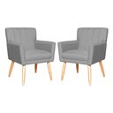 Ver imagem 1 de Kit 2 Poltronas para Sala de Espera e Salão de Beleza e Barbearia Pés Palito - Linho - Sv Decor:linh