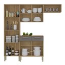 Ver imagem 3 de Armário de Cozinha Completa Mdf 10 Portas 2 Gavetas Atenas Plus - Freijó/gris