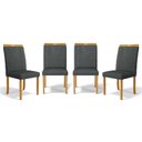Ver imagem 1 de Kit com 4 Cadeiras Agnes Madeira Maciça Estofadas para Mesa de Jantar Linho Chumbo 406