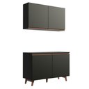 Ver imagem 1 de Kit Armário de Cozinha Aéreo e Balcão Gabinete de Pia 120 cm Preto Reims Madesa