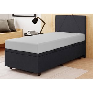 Base Cama Box Baú Solteiro Veludo Preto SkyBox