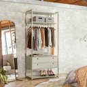 Ver imagem 1 de Closet Industrial Aberto Solteiro Cabideiro + 2 Gavetas - Off White